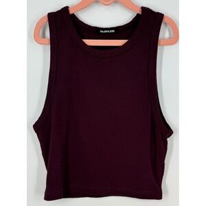 Talentless Burgundy Ribbed Scoop Neck Tank Top Modal Cotton Stretch Size S